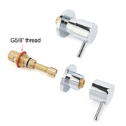 Chrome Brass 1/4 Turn Round Hot Cold Tap Pair Wall Set For Bathroom Shower Vanity Spout V1233-CPF0282ACR