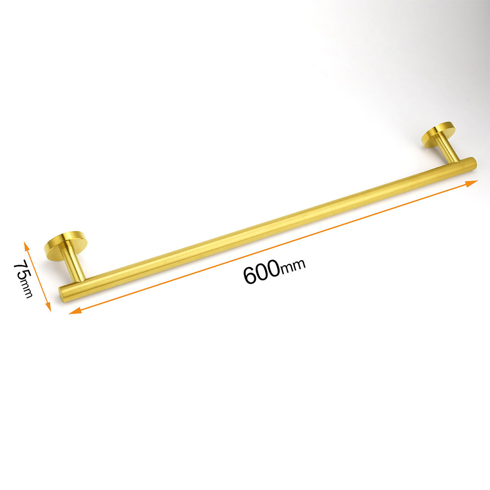 Brushed Gold Stainless Steel 750mm Long Towel Rack Rail Holder Round Hanger Bar V1233-E6900260BG