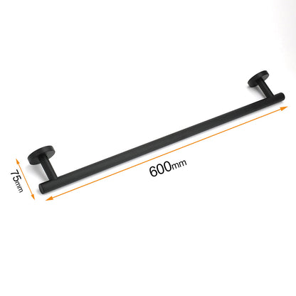 Matt Black 600mm Long Single Towel Rack Rail Holder Stainless Steel Hanger Bar V1233-E6900260BL
