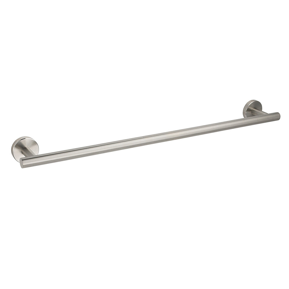 Brushed Nickel 600mm Single Towel Rack Rail Holder Round Hanger Bar Wall Mounted V1233-E6900260BN