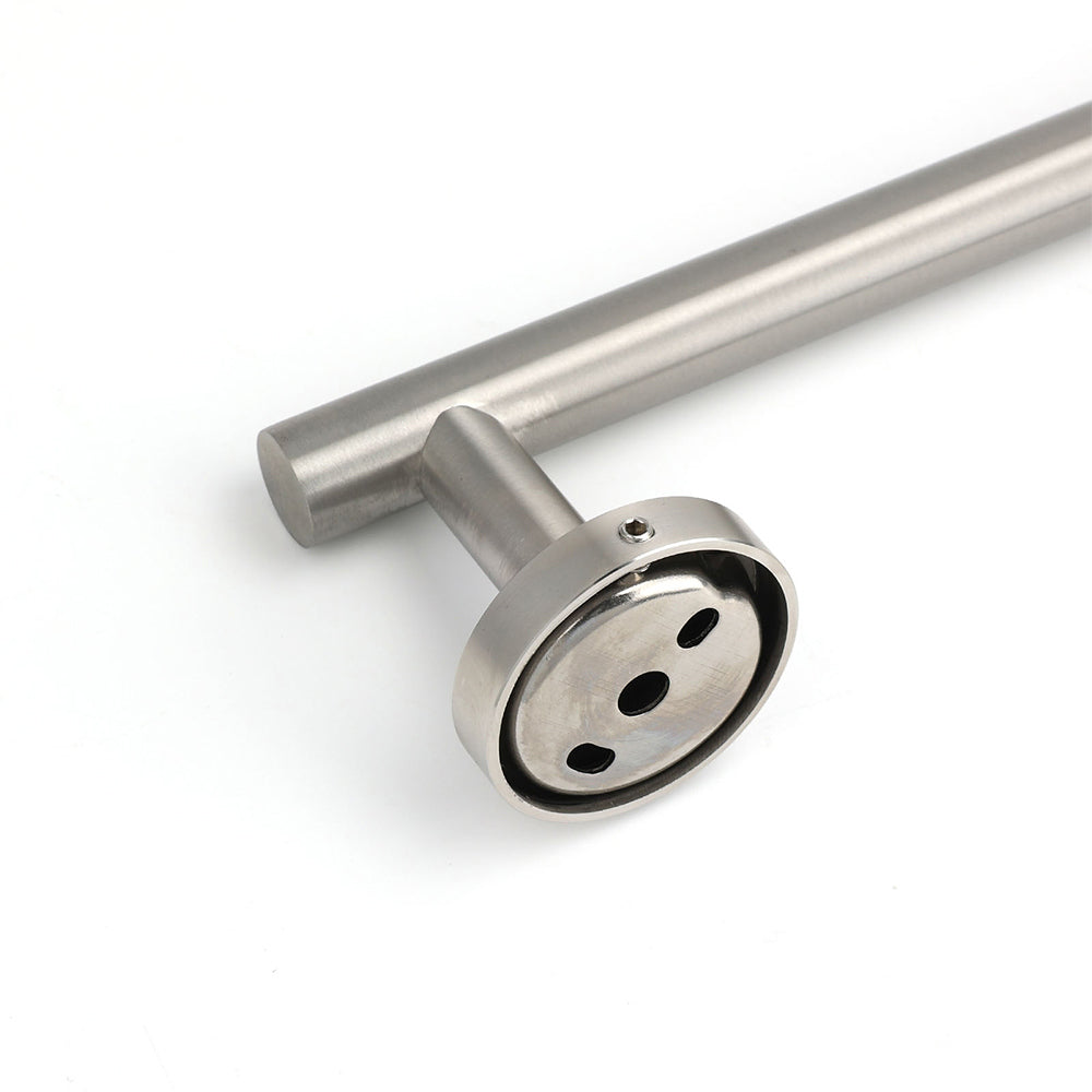 Brushed Nickel 600mm Single Towel Rack Rail Holder Round Hanger Bar Wall Mounted V1233-E6900260BN