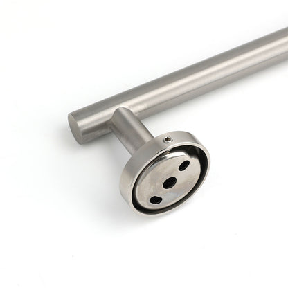 Brushed Nickel 600mm Single Towel Rack Rail Holder Round Hanger Bar Wall Mounted V1233-E6900260BN