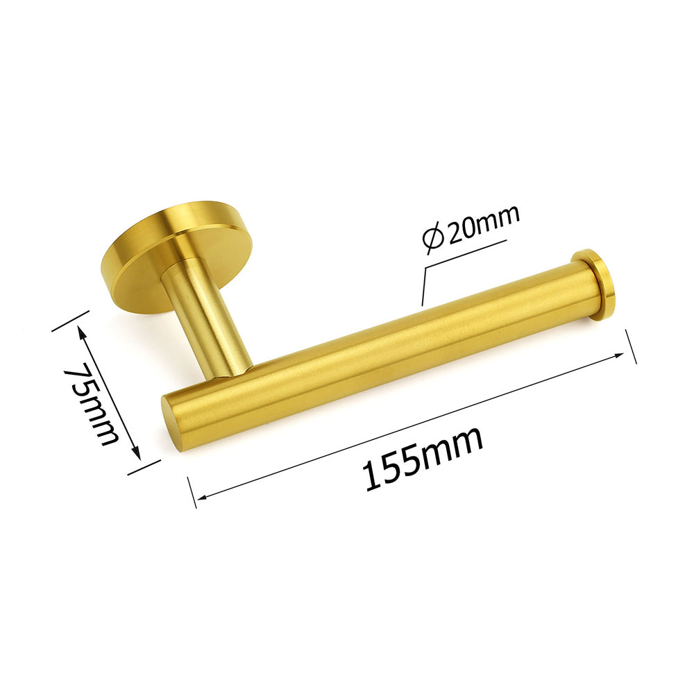 Brushed Gold Round Stainless Steel Toilet Paper Roll Tissue Holder Wall Mounted V1233-E69004BG
