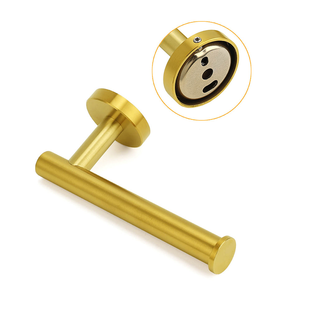 Brushed Gold Round Stainless Steel Toilet Paper Roll Tissue Holder Wall Mounted V1233-E69004BG