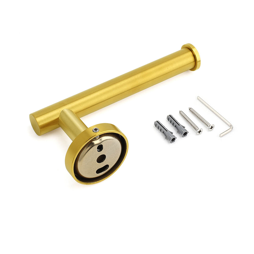 Brushed Gold Round Stainless Steel Toilet Paper Roll Tissue Holder Wall Mounted V1233-E69004BG