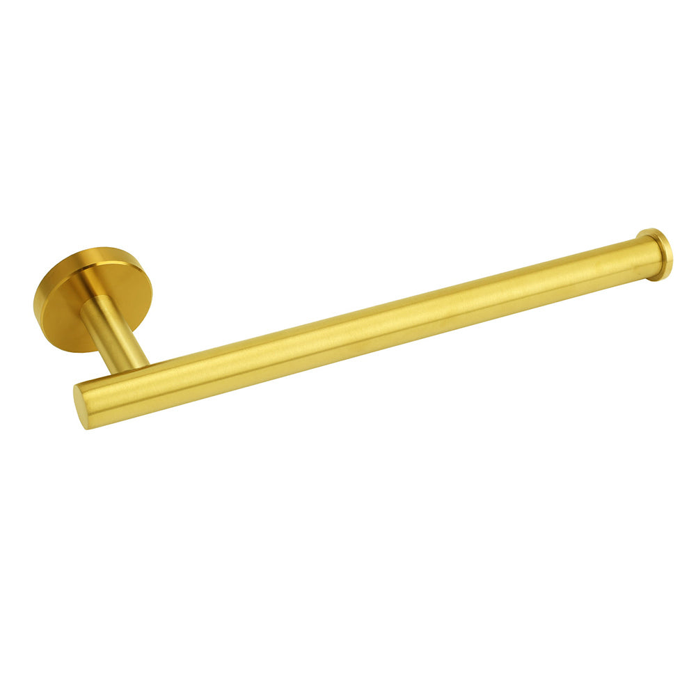 Bathroom Brushed Gold Round Towel Rack Holder Hook Clothes Hanger Wall Mounted V1233-E69005BG