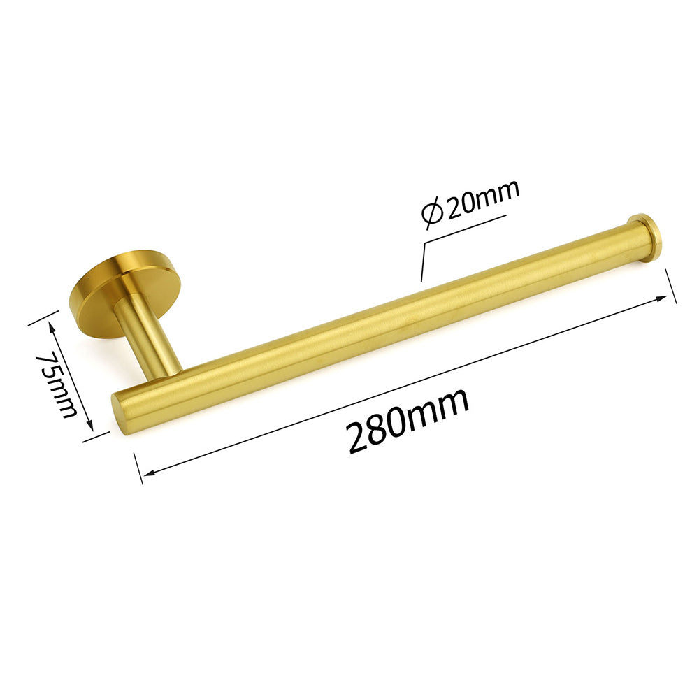 Bathroom Brushed Gold Round Towel Rack Holder Hook Clothes Hanger Wall Mounted V1233-E69005BG