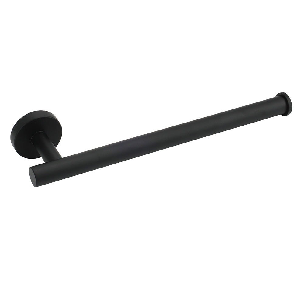 Bathroom Matt Black Round Towel Rack Holder Hook Clothes Hanger Stainless Steel V1233-E69005BL