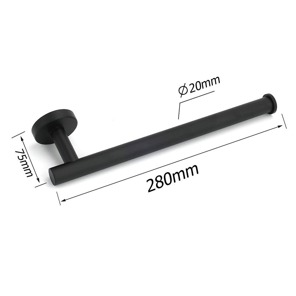 Bathroom Matt Black Round Towel Rack Holder Hook Clothes Hanger Stainless Steel V1233-E69005BL
