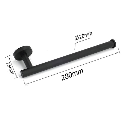 Bathroom Matt Black Round Towel Rack Holder Hook Clothes Hanger Stainless Steel V1233-E69005BL