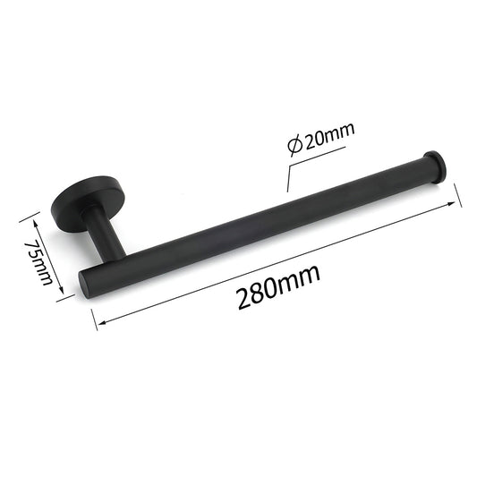 Bathroom Matt Black Round Towel Rack Holder Hook Clothes Hanger Stainless Steel V1233-E69005BL