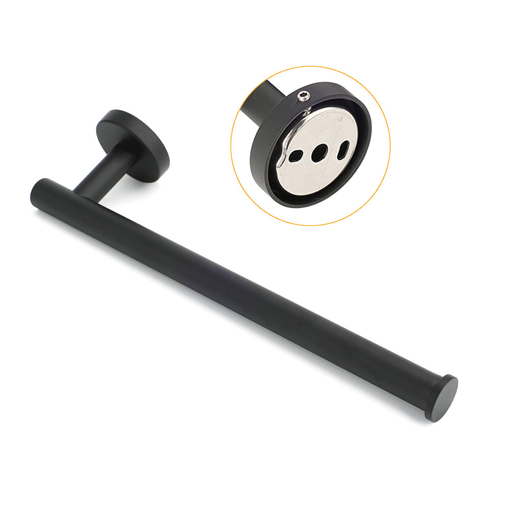 Bathroom Matt Black Round Towel Rack Holder Hook Clothes Hanger Stainless Steel V1233-E69005BL
