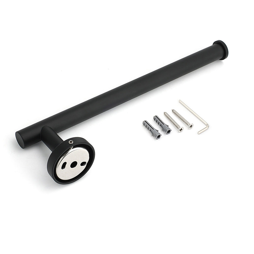 Bathroom Matt Black Round Towel Rack Holder Hook Clothes Hanger Stainless Steel V1233-E69005BL