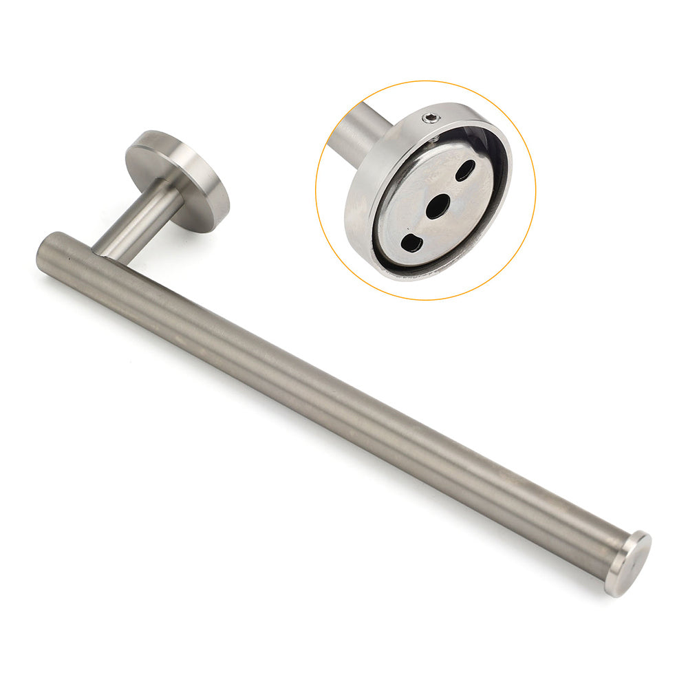 Brushed Nickel Round Towel Rack Holder Hook Clothes Hanger Bathroom Accessory V1233-E69005BN