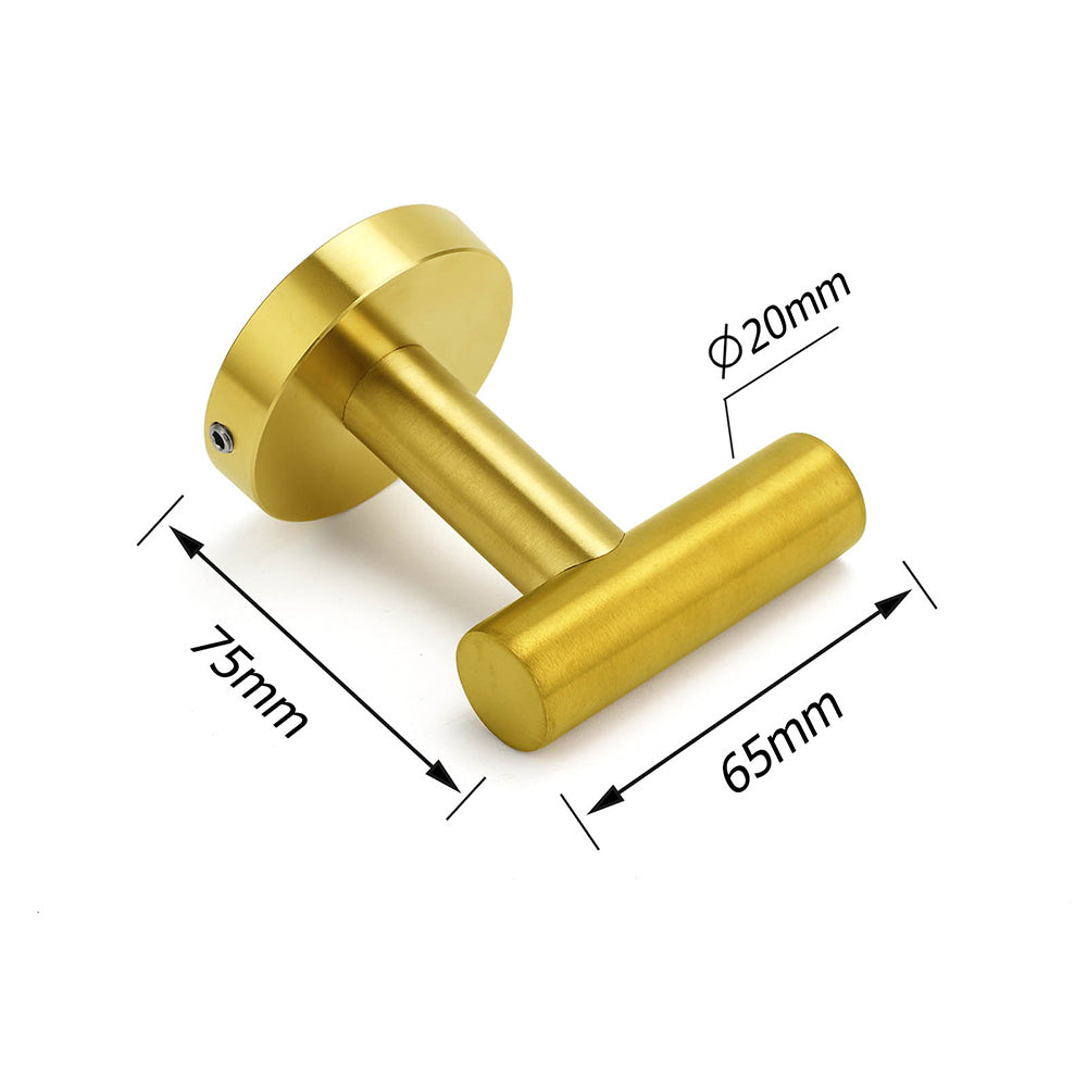 Brushed Gold Robe Hook Hanger Organizer Bathroom Stainless Steel Wall Mounted V1233-E69009BG