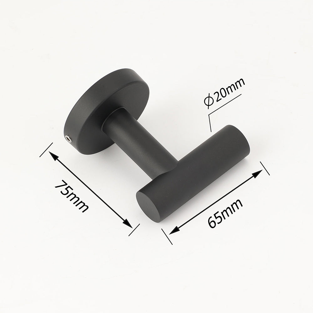 Matt Black Robe Hook Hanger Organizer Bathroom Wall Mounted Kit Stainless Steel V1233-E69009BL