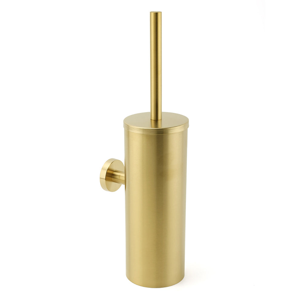 Bathroom Brushed Gold Stainless Steel Round Toilet Brush Wall Mounted Holder Cup V1233-E69013BG