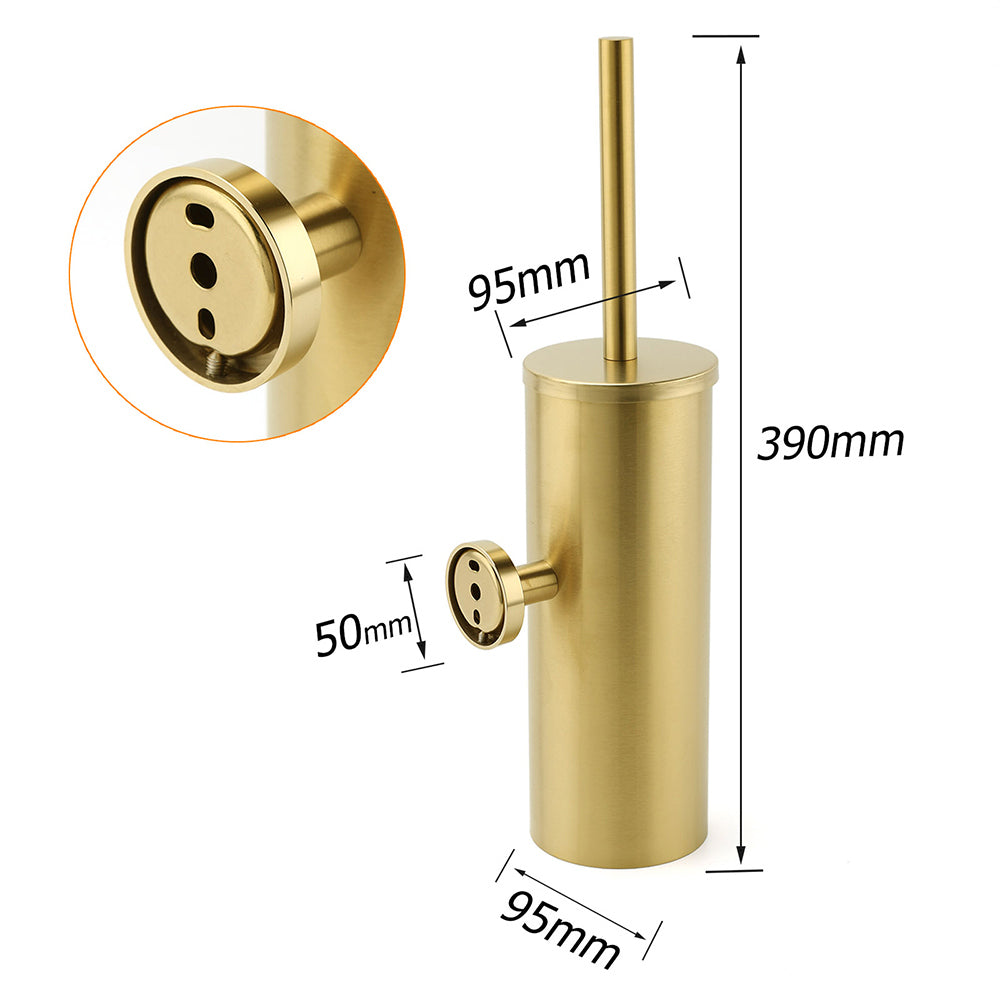 Bathroom Brushed Gold Stainless Steel Round Toilet Brush Wall Mounted Holder Cup V1233-E69013BG