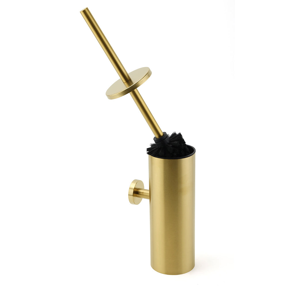 Bathroom Brushed Gold Stainless Steel Round Toilet Brush Wall Mounted Holder Cup V1233-E69013BG