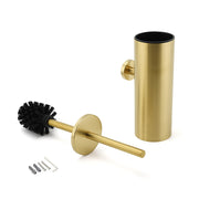Bathroom Brushed Gold Stainless Steel Round Toilet Brush Wall Mounted Holder Cup V1233-E69013BG