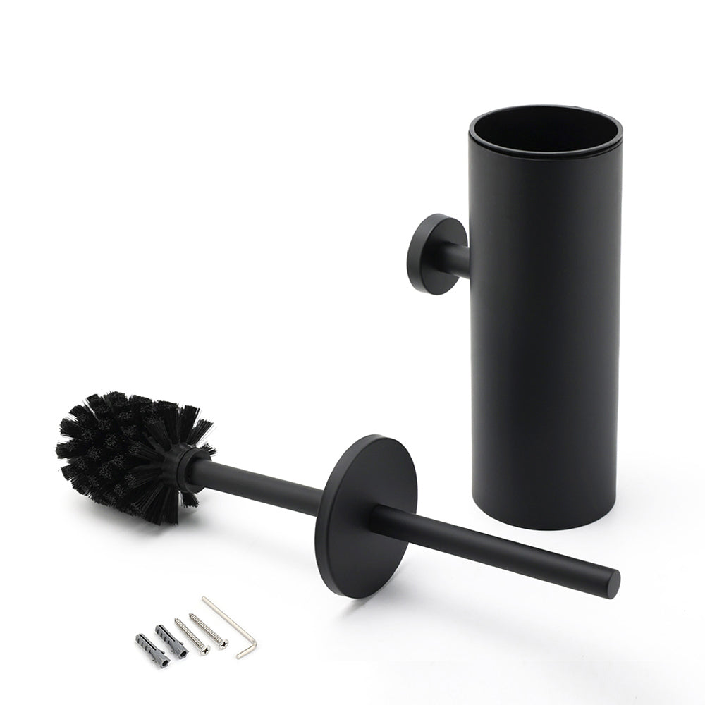 Matt Black Stainless Steel Round Toilet Brush Wall Holder Cup Bathroom Accessary V1233-E69013BL