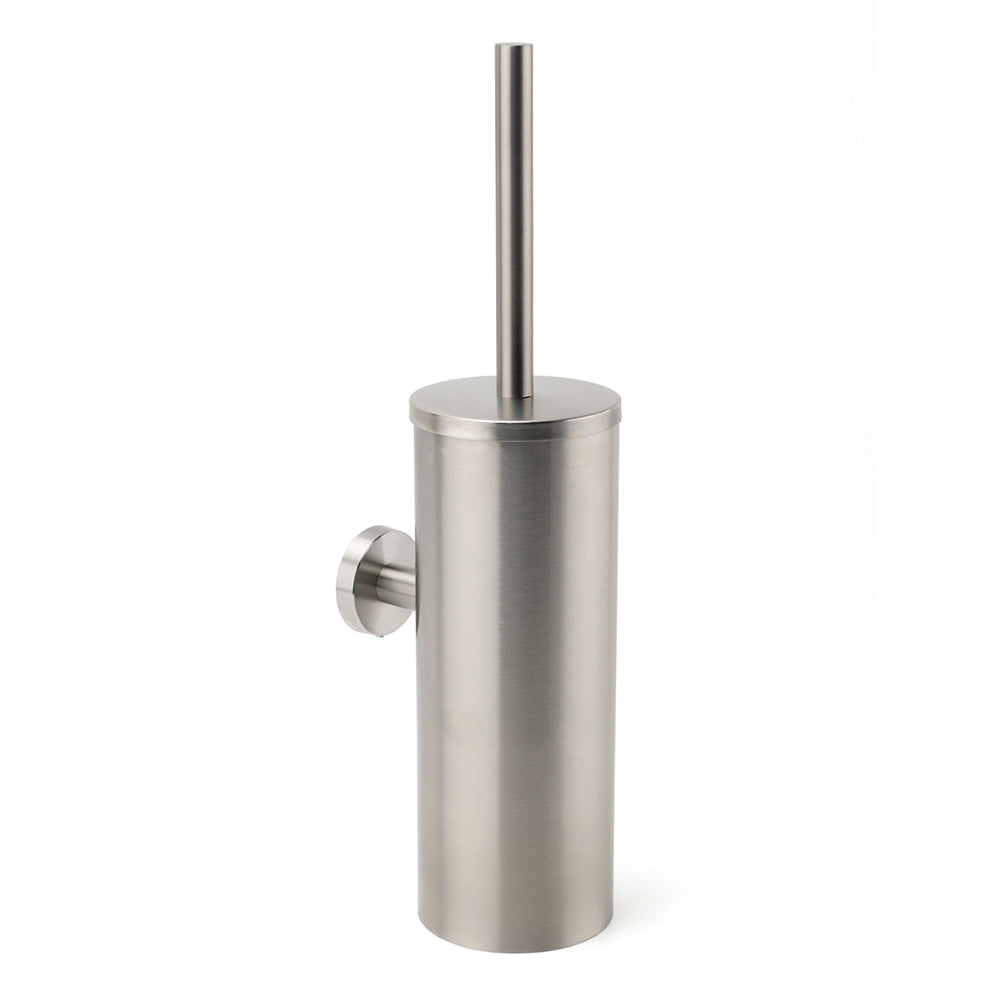 Brushed Nickel Silver Round Toilet Brush Stainless Steel Wall Mounted Holder Cup V1233-E69013BS