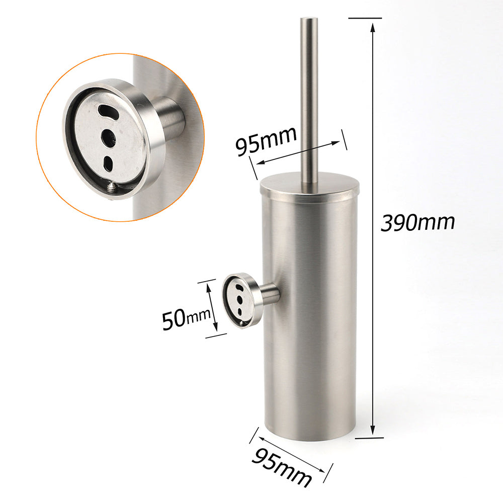 Brushed Nickel Silver Round Toilet Brush Stainless Steel Wall Mounted Holder Cup V1233-E69013BS