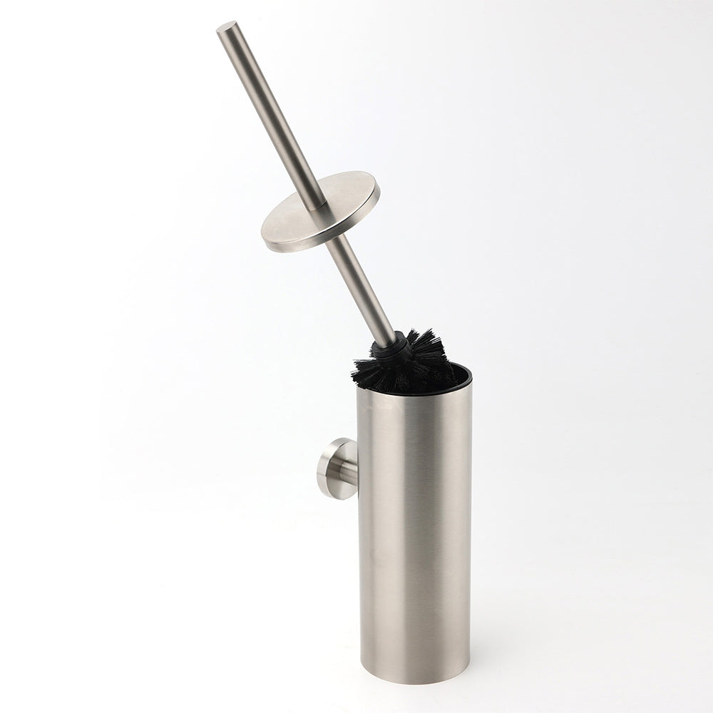 Brushed Nickel Silver Round Toilet Brush Stainless Steel Wall Mounted Holder Cup V1233-E69013BS