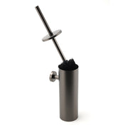 Bathroom Accessory Gun Metal Round Toilet Brush & Stainless Steel Holder Cup Kit V1233-E69013GM