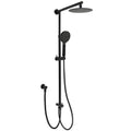 WELS Matt Black Twin Shower 8" Round Head Set 3 Mode Handheld Rose Sliding Rail Elbow Inlet V1233-HR002M4CBSC842BKSR108B
