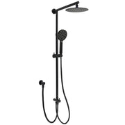 WELS Matt Black Twin Shower 8" Round Head Set 3 Mode Handheld Rose Sliding Rail Elbow Inlet V1233-HR002M4CBSC842BKSR108B