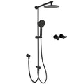 WELS Matt Black 2in1 Shower 8" Round Head Set Sliding Rail 3 Mode Handheld + Twin Taps V1233-HR002M4CBSC842BKSR108BCF0282ABK
