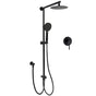 WELS Matt Black Twin Shower 8" Round Rain Head Set Sliding Rail 3 Mode Handheld + Mixer V1233-HR002M4CBSC842BKSR108BKRD201B