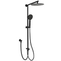 Matt Black Dual Round Shower Set 10" Rain Head 3 Mode Handheld Sliding Rail Arm Diverter V1233-HR002M4CBSC842BKSR110B