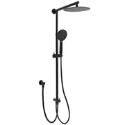 Matt Black Dual Round Shower Set 10" Rain Head 3 Mode Handheld Sliding Rail Arm Diverter V1233-HR002M4CBSC842BKSR110B