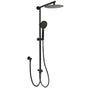 Matt Black Dual Round Shower Set 10" Rain Head 3 Mode Handheld Sliding Rail Arm Diverter V1233-HR002M4CBSC842BKSR110B