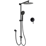 Matt Black 2in1 Round Shower 10" Rain Head 3 Mode Handheld Sliding Rail Diverter Mixer Set V1233-HR002M4CBSC842BKSR110BKRD201B
