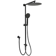 Matte Black Large 12" Round Shower Head Twin Set Handheld Diverter Wall Rail Arm V1233-HR002M4CBSC842BKSR112B