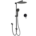 WELS Matt Black Twin Round 12" Shower Head Set Handheld Flexible Rail Wall Arm Mixer V1233-HR002M4CBSC842BKSR112BKRD201B