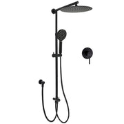 WELS Matt Black Twin Round 12" Shower Head Set Handheld Flexible Rail Wall Arm Mixer V1233-HR002M4CBSC842BKSR112BKRD201B