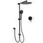WELS Matt Black Twin Round 12" Shower Head Set Handheld Flexible Rail Wall Arm Mixer V1233-HR002M4CBSC842BKSR112BKRD201B