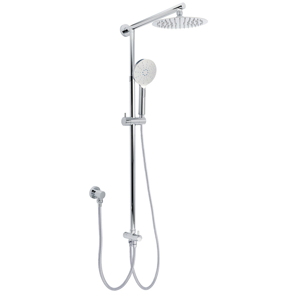 WELS Chrome Round 8" Stainless Steel Rain Head Handheld Sliding Rail Arm 2in1 Shower Set V1233-HR002M4CSC842KSR108