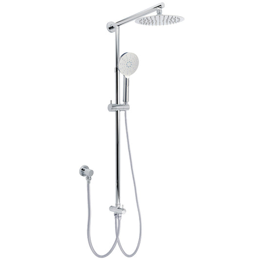 WELS Chrome Round 8" Stainless Steel Rain Head Handheld Sliding Rail Arm 2in1 Shower Set V1233-HR002M4CSC842KSR108