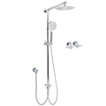 WELS Chrome Round 8" Thin Rainfall Head Handheld Sliding Rail Arm 2in1 Shower Twin Taps Set V1233-HR002M4CSC842KSR108CPF0282A