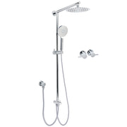 WELS Chrome Round 8" Thin Rainfall Head Handheld Sliding Rail Arm 2in1 Shower Twin Taps Set V1233-HR002M4CSC842KSR108CPF0282A