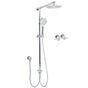 WELS Chrome Round 8" Thin Rainfall Head Handheld Sliding Rail Arm 2in1 Shower Twin Taps Set V1233-HR002M4CSC842KSR108CPF0282A