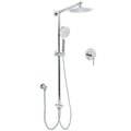 WELS Chrome Round 2in1 8" Stainless Steel Rain Head Handheld Sliding Rail Arm Shower Mixer Set V1233-HR002M4CSC842KSR108KRD201CR