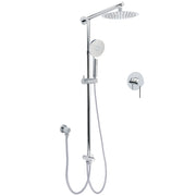 WELS Chrome Round 2in1 8" Stainless Steel Rain Head Handheld Sliding Rail Arm Shower Mixer Set V1233-HR002M4CSC842KSR108KRD201CR