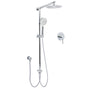 WELS Chrome Round 2in1 8" Stainless Steel Rain Head Handheld Sliding Rail Arm Shower Mixer Set V1233-HR002M4CSC842KSR108KRD201CR