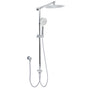 WELS Chrome 10" Round Rain Handheld Twin Shower Head Arm Sliding Rail Arm Diverter Set V1233-HR002M4CSC842KSR110